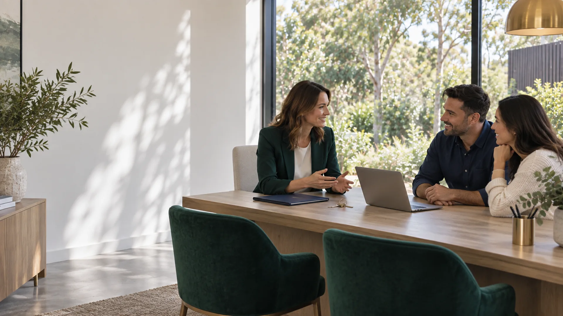 Adviser discussing lending options with a couple at a desk