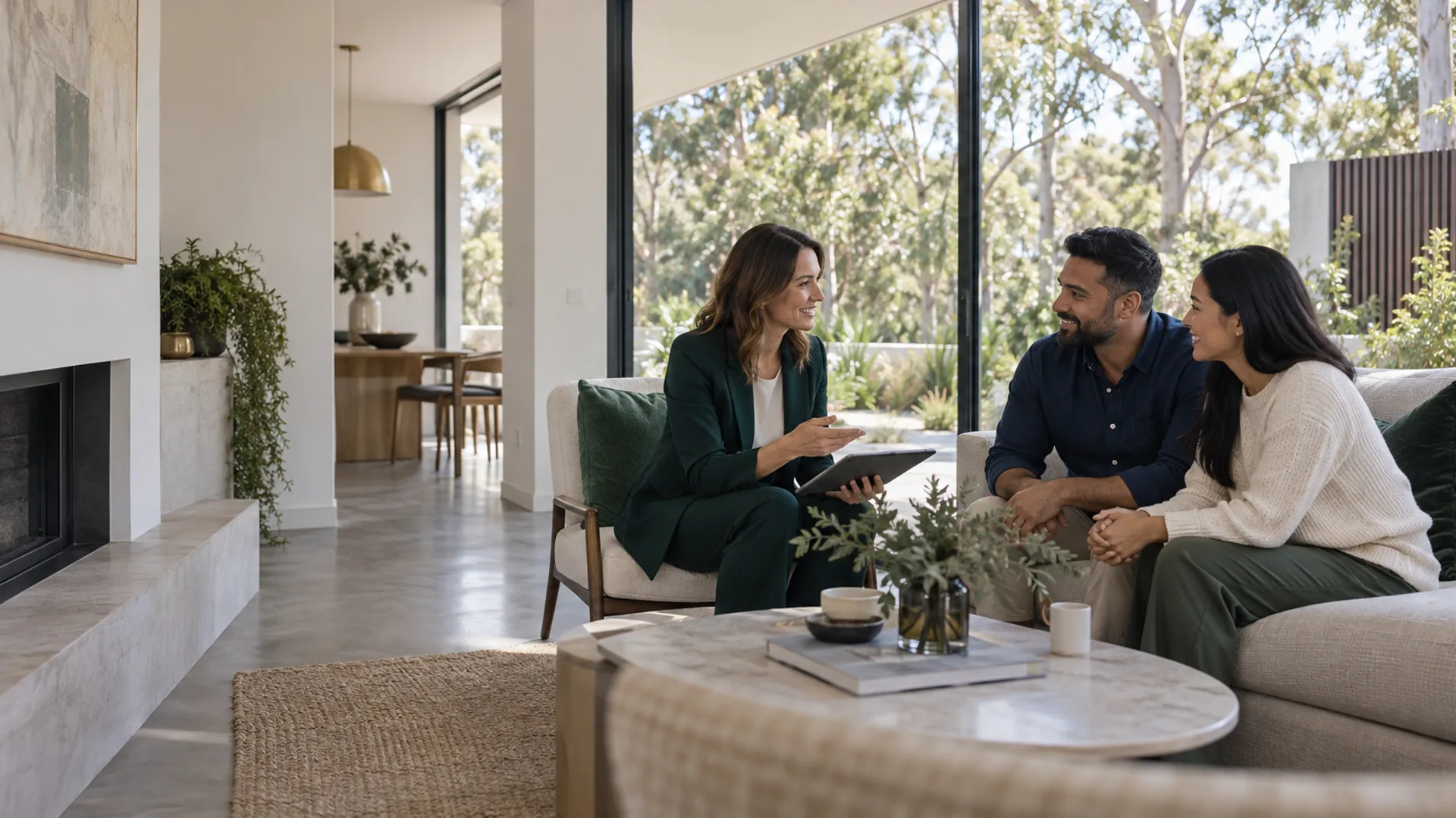Illustrative mortgage consultation in a bright Australian home